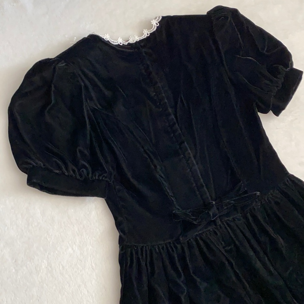 {VTG} Gunne Sax by Jessica McClintock | Velvet Lace Bib Collar Midi Dress (14) - Picture 12 of 16
